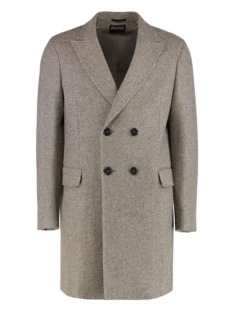 notched lapels wool double breasted coat