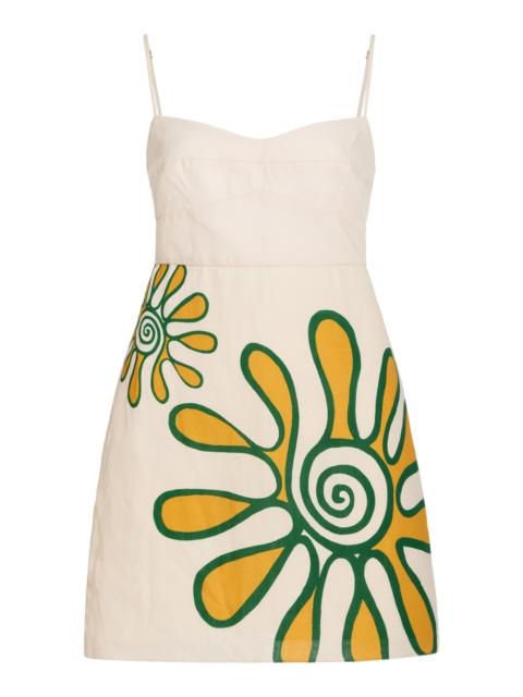 Lucca Printed Linen Mini Dress white