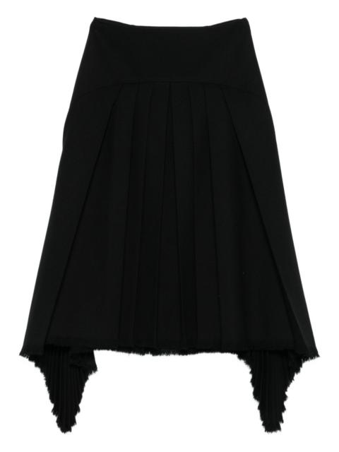 pleated frayed skirt