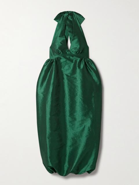 Ivy Gathered Taffeta Halterneck Midi Dress