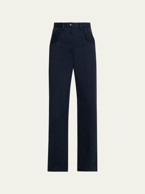 The Odette Pintuck Straight-Leg Sateen Pants