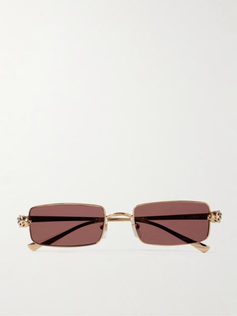 Panthère Rectangular-frame Crystal-embellished Gold-tone Sunglasses