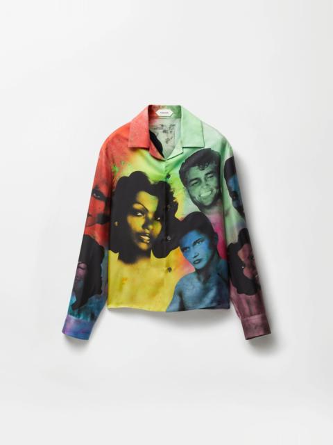 Printed Silk Twill Slim Shirt