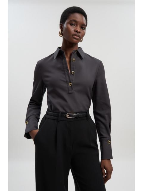 Techno Cotton Silver Clasp Detail Long Sleeve Shirt