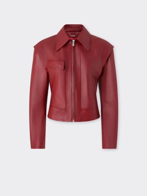 Deer-effect nappa leather blouson