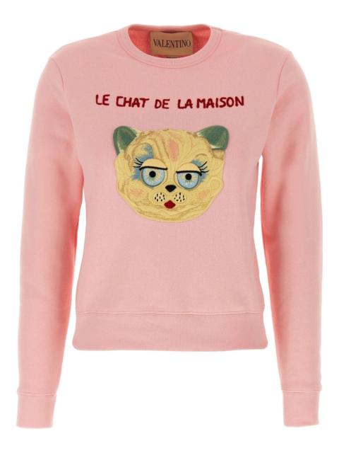 cat-embroidered sweatshirt