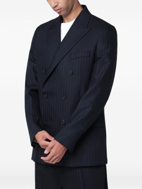 pinstripe double-breasted suit jacket