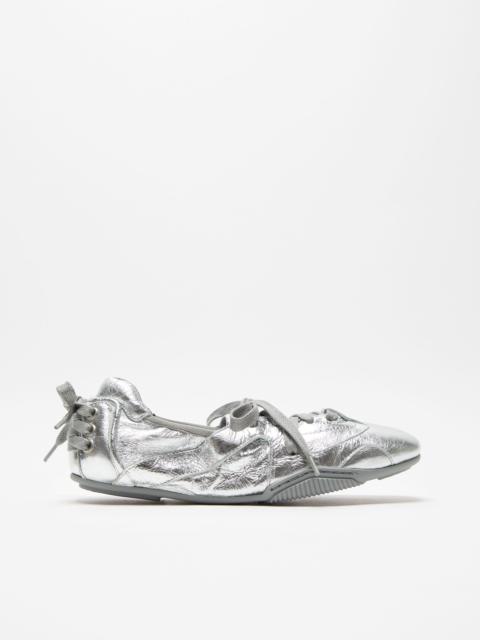 Lace-up leather shoes - Silver/grey