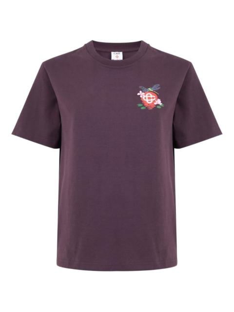 floral-embroidered T-shirt
