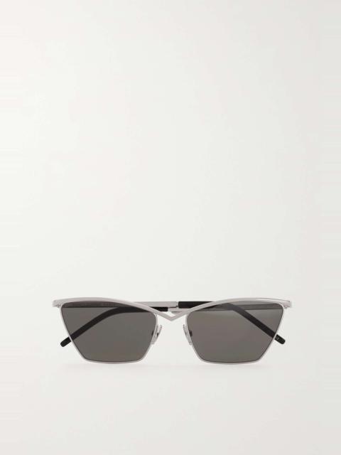 Cat-eye silver-tone and acetate sunglasses