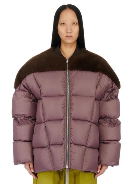 Shearling-paneled quilted shell down jacket