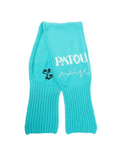 intarsia logo-knit scarf