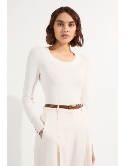 Viscose Blend Long Sleeve Scoop Neck Knitted Top