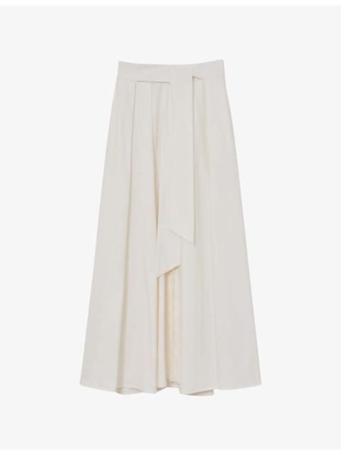 Simone Tie-Waist Stretch Cotton-Blend Maxi Skirt