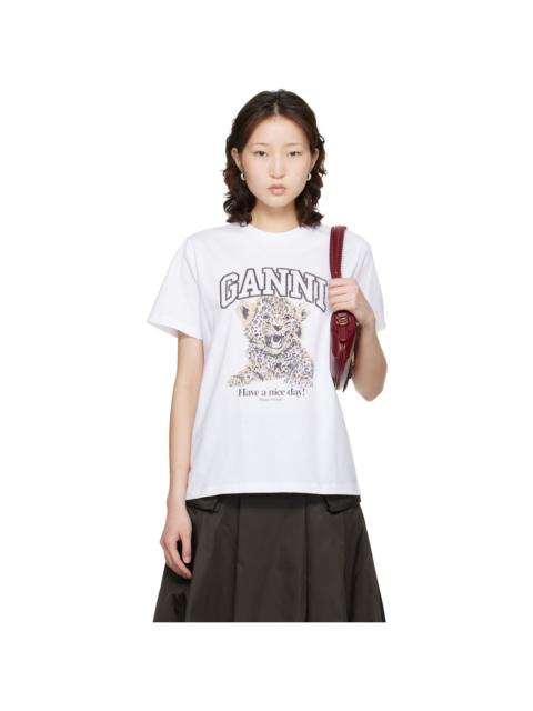 White Basic Jersey Leopard Relaxed T-shirt