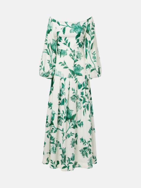 Senlis printed off-shoulder linen maxi dress