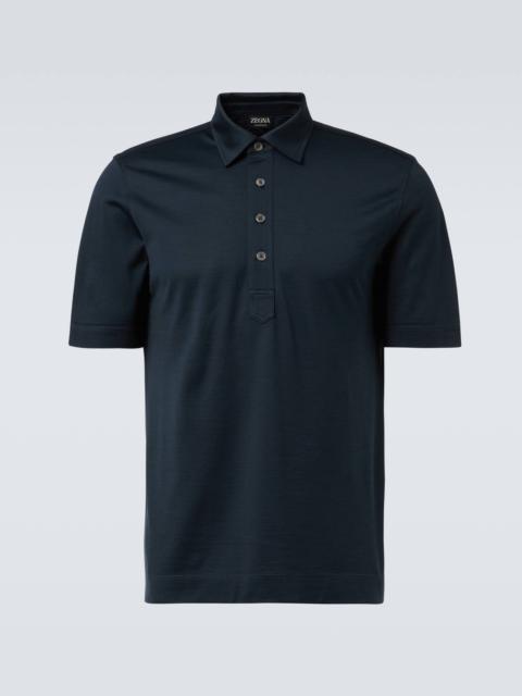 Silk and cotton polo shirt