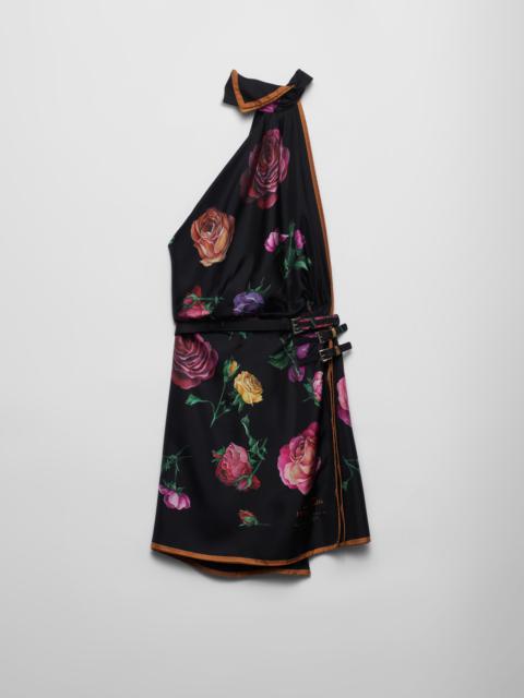 Printed silk twill mini-dress