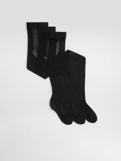 Nylon tights with jacquard DG logo