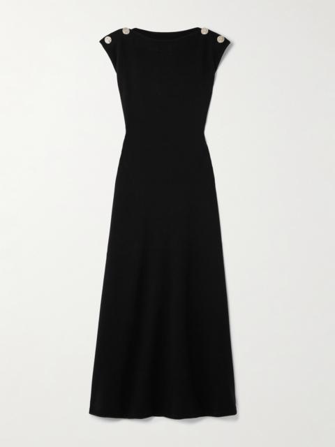 Fatima Button-detailed Wool-blend Maxi Dress