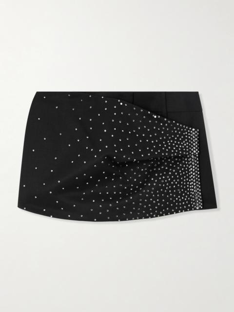 Wrap-effect Crystal-embellished Wool Shorts