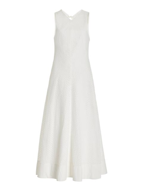 Juno Cotton Broderie Anglaise Midi Dress white