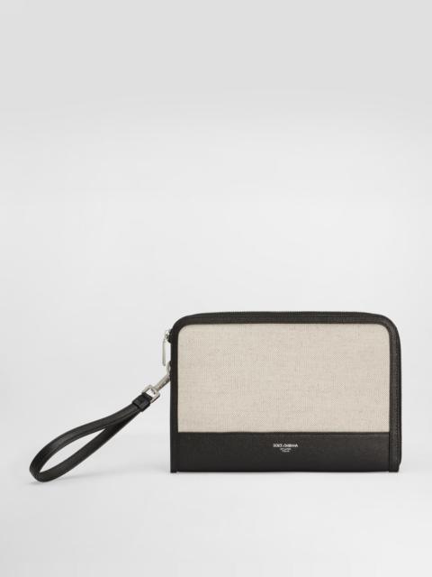 Salt&pepper calfskin atene clutch bag