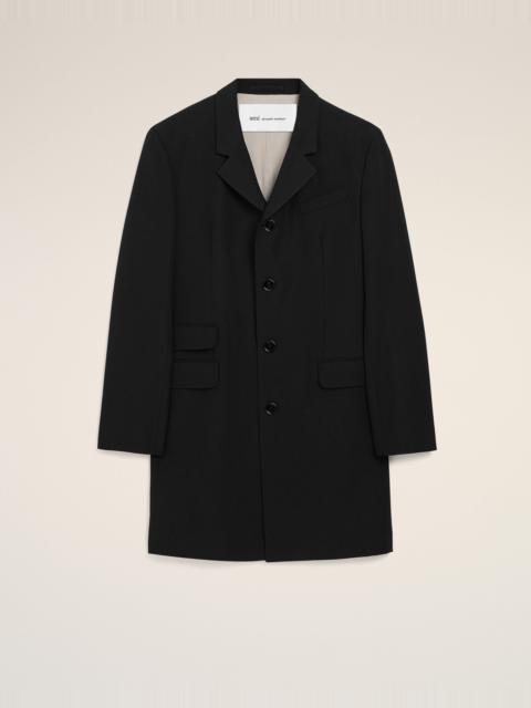 BLACK NEW WOOL STRAIGHT SIMPLE BREASTED COAT