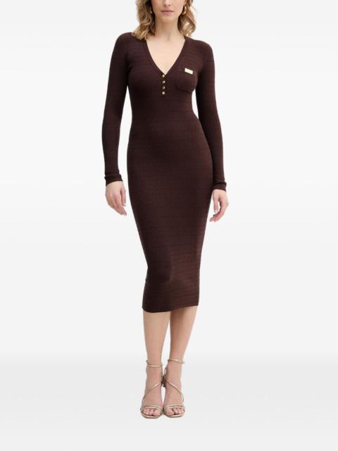 micro-braided V-neck midi dress