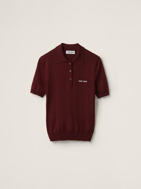 Wool knit polo shirt