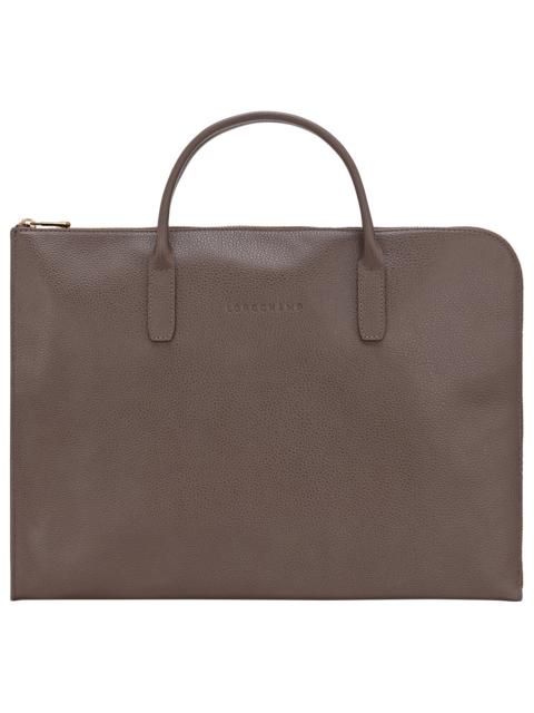 Le Foulonné S Briefcase Taupe - Leather