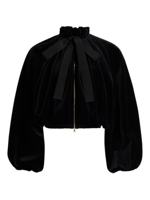 balloon-sleeve velvet jacket