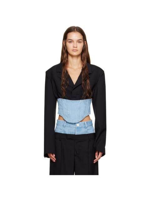 Black & Blue Float Corset Blazer