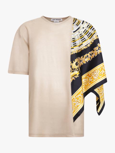 GLITTER S/S TOP X HALF VERSACE CLOCK PRINT SCARF | BEIGE/BLACK/YELLOW