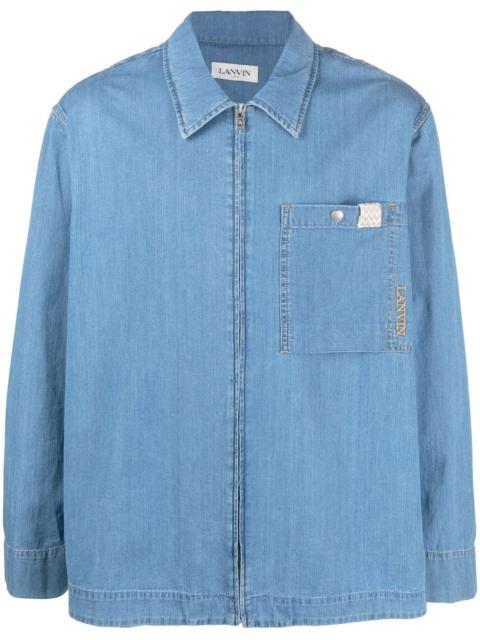 zip-up denim shirt