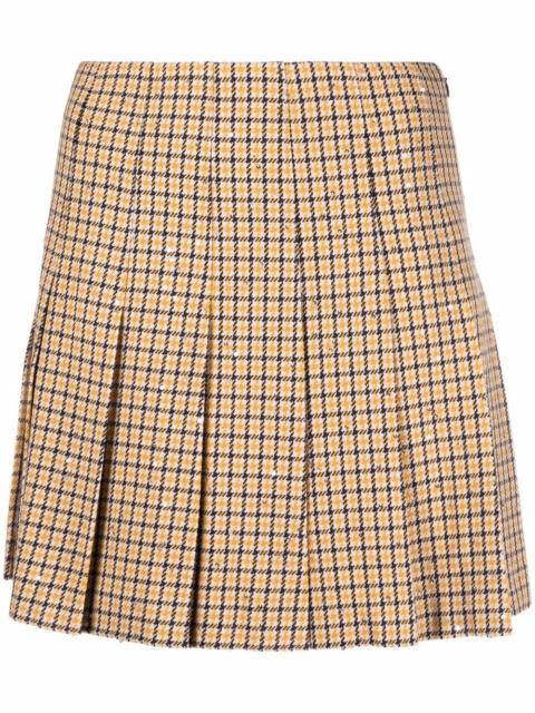 pleated houndstooth mini skirt