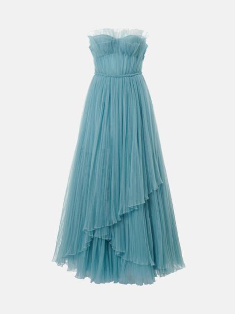 Marinel plissé tulle gown