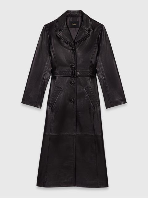 Long leather trench coat