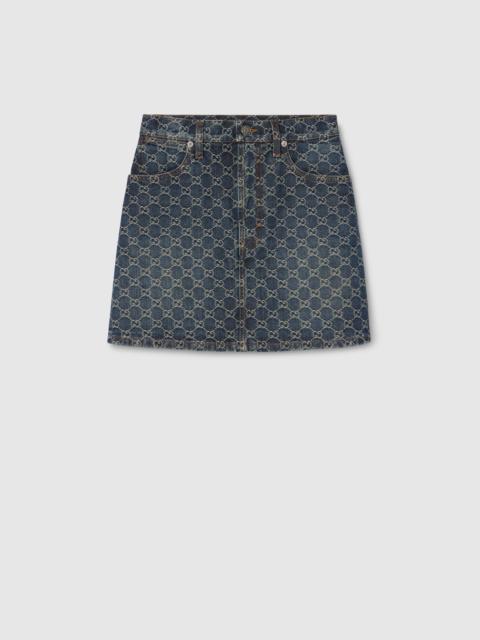 GG cotton denim jacquard mini skirt