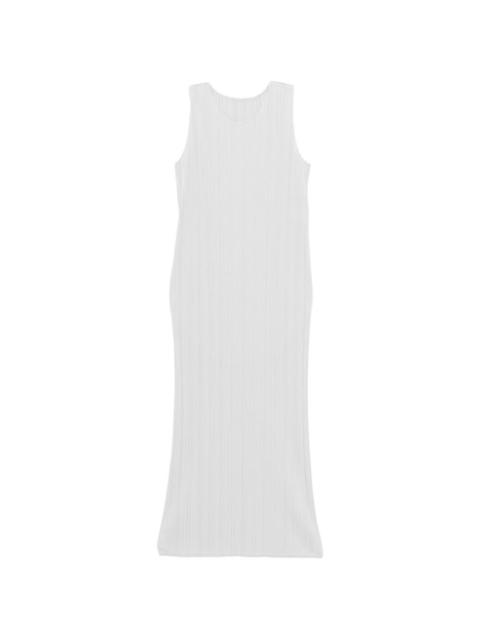pleated round neck dress