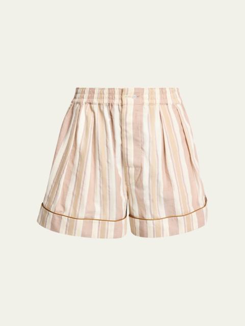 Striped Pleated Pajama Shorts