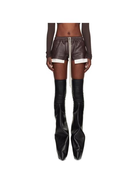 Brown Temple Fog Leather Shorts