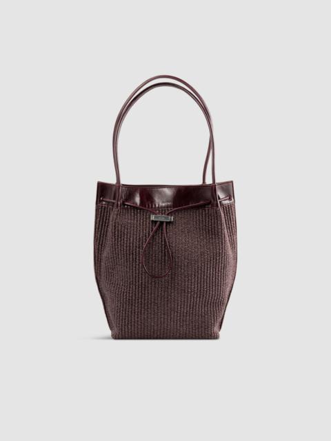 Kayla Grape Raffia and Calf Leather Shoulder Bag