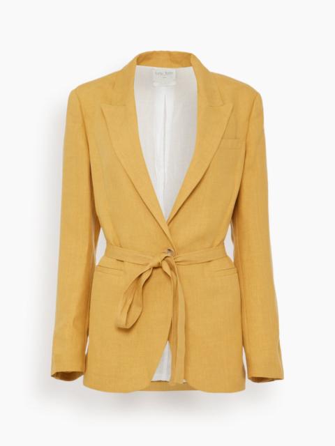 Chic Linen Canvas Belted Jacket in Grano