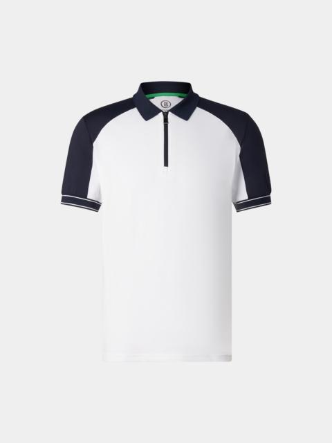 Fabius functional short-sleeved top in White/navy blue