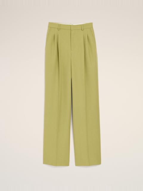 GREEN NEW WOOL LOW WAIST WIDE TROUSERS