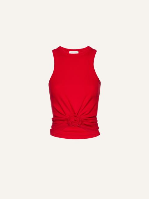 Knotted ribbed tank top in red