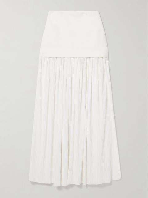 Paige Pleated Crepon And Stretch-knit Maxi Skirt