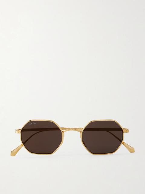 Octagon-frame Gold-tone Sunglasses