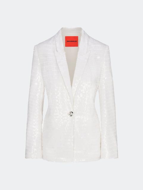 Lennox Sequin Jacket In Macadamia